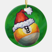 Nine Ball in Santa Hat op Green Keramisch Ornament (Voorkant)