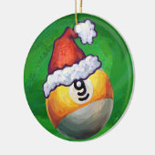 Nine Ball in Santa Hat op Green Keramisch Ornament (Links)