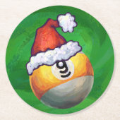 Nine Ball in Santa Hat op Green Ronde Kartonnen Onderzetter (Voorkant)