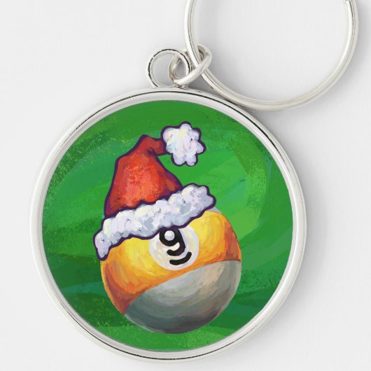 Nine Ball in Santa Hat op Green Sleutelhanger (Voorkant)