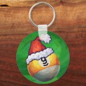 Nine Ball in Santa Hat op Green Sleutelhanger (Voorkant)