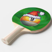 Nine Ball in Santa Hat op Green Tafeltennisbatje (Voorkant Gekanteld)