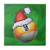 Nine Ball in Santa Hat op Green Tegeltje (Voorkant)