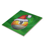 Nine Ball in Santa Hat op Green Tegeltje (Zijkant)