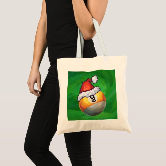 Nine Ball in Santa Hat op Green Tote Bag (Voorkant (product))