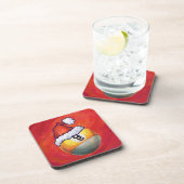 Nine Ball in Santa Hat op rood Drankjes Onderzetter (Rechterzijde)