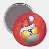 Nine Ball in Santa Hat op rood Magneet (Voorkant / Achterkant)