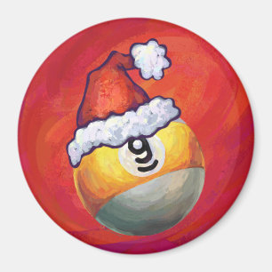 Nine Ball in Santa Hat op rood Magneet
