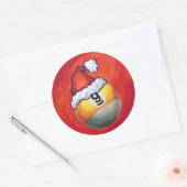 Nine Ball in Santa Hat op rood Ronde Sticker (Envelop)