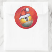 Nine Ball in Santa Hat op rood Ronde Sticker (Tas)