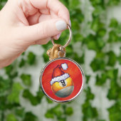 Nine Ball in Santa Hat op rood Sleutelhanger (Hand)