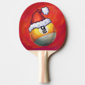 Nine Ball in Santa Hat op rood Tafeltennisbatje (Achterkant)