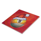 Nine Ball in Santa Hat op rood Tegeltje (Zijkant)