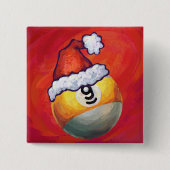 Nine Ball in Santa Hat op rood Vierkante Button 5,1 Cm (Voorkant)