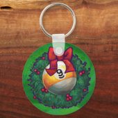 Nine Ball in Wreath on Green Sleutelhanger (Voorkant)