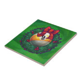 Nine Ball in Wreath on Green Tegeltje (Zijkant)