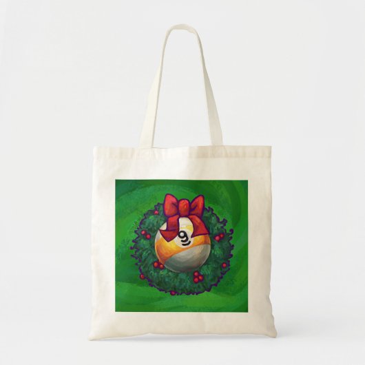 Nine Ball in Wreath on Green Tote Bag (Voorkant)