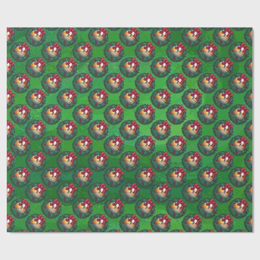 Nine Ball in Wreath Pattern on Green Cadeaupapier (Vlak)