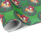 Nine Ball in Wreath Pattern on Green Cadeaupapier (Rol Hoek)