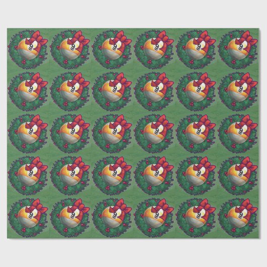 Nine Ball in Wreath Pattern on Green Cadeaupapier (Vlak)