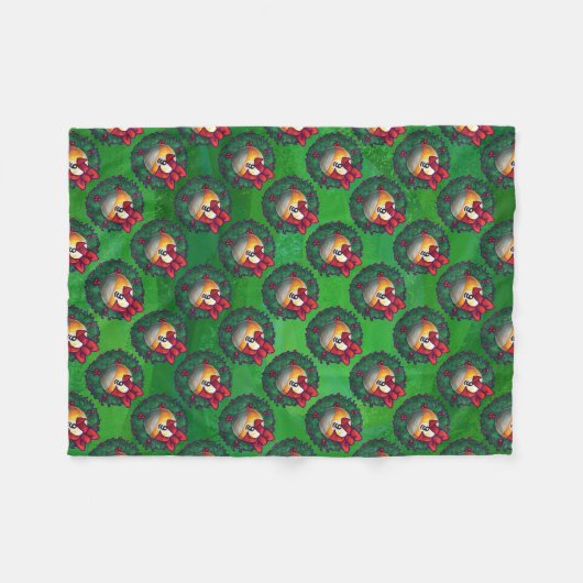 Nine Ball in Wreath Pattern on Green Fleece Deken (Voorkant (Horizontaal))