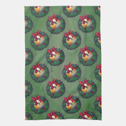 Nine Ball in Wreath Pattern on Green Theedoek (Verticaal)