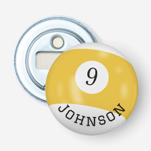 Nine Ball Met Aangepaste Naam Button Flesopener