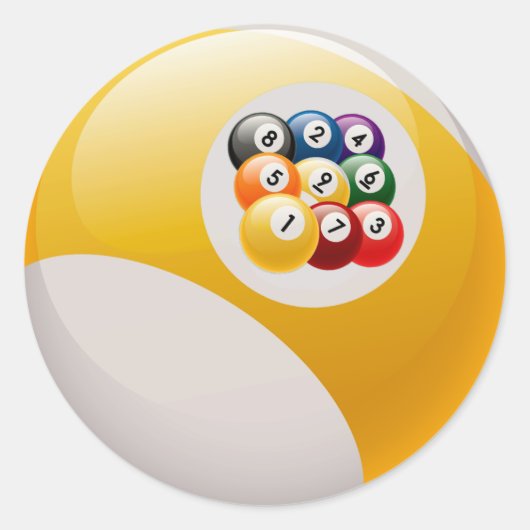 NINE BALL RACK BILLIARARDS BALL RONDE STICKER (Voorkant)