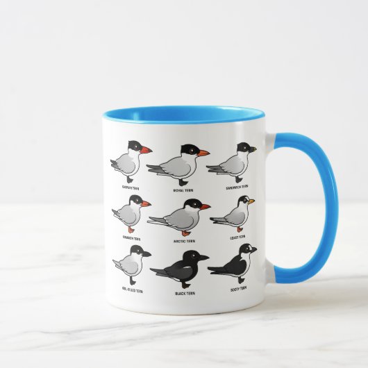 Nine Birdorable Terns (geëtiketteerd) Mok (Rechts)