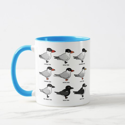 Nine Birdorable Terns (geëtiketteerd) Mok (Links)