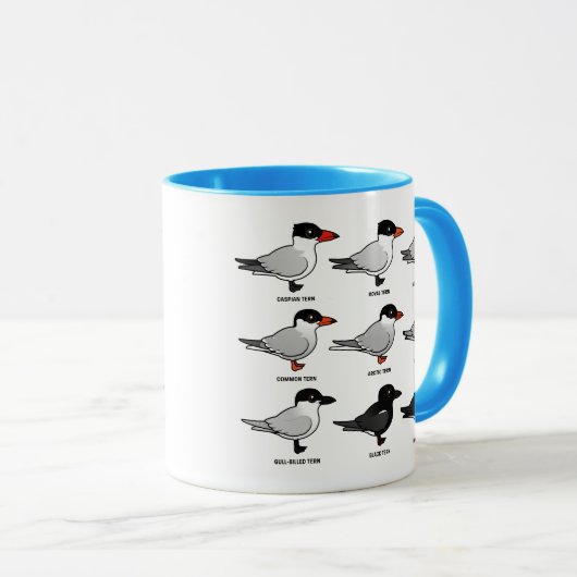 Nine Birdorable Terns (geëtiketteerd) Mok (Voorkant rechts)