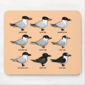 Nine Birdorable Terns (geëtiketteerd) Muismat (Voorkant)
