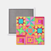 Nine Block Quilt Patchwork Blocks Art Magneet (Voorkant / Achterkant)