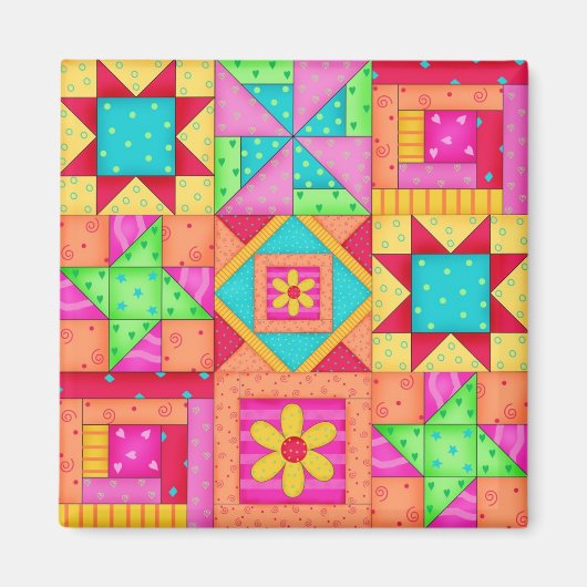 Nine Block Quilt Patchwork Blocks Art Magneet (Voorkant)