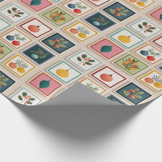 Nine Christmas Ornaments in Bold Frames Cadeaupapier (Hoek)