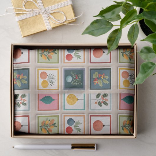 Nine Christmas Ornaments in Bold Frames Tissuepapier (Geschenk)