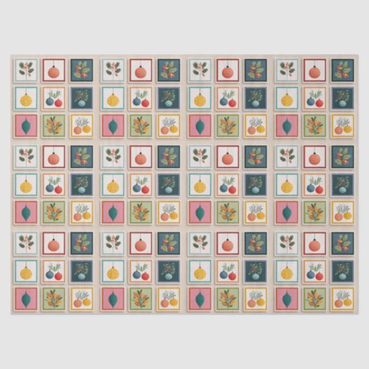 Nine Christmas Ornaments in Bold Frames Tissuepapier (Voorkant)