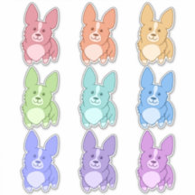 Nine Colorful Corgi-Stickers