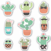 Nine Cool Cacti Sticker (Voorkant)