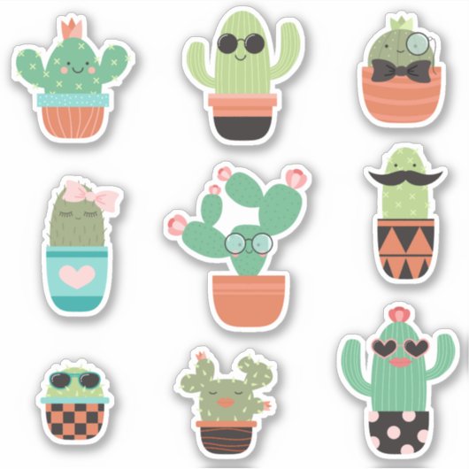 Nine Cool Cacti Sticker (Voorkant)