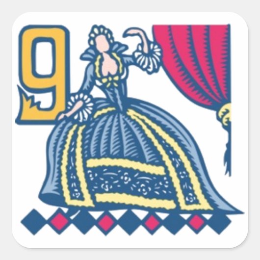 Nine Dames Dancing Vierkante Sticker (Voorkant)