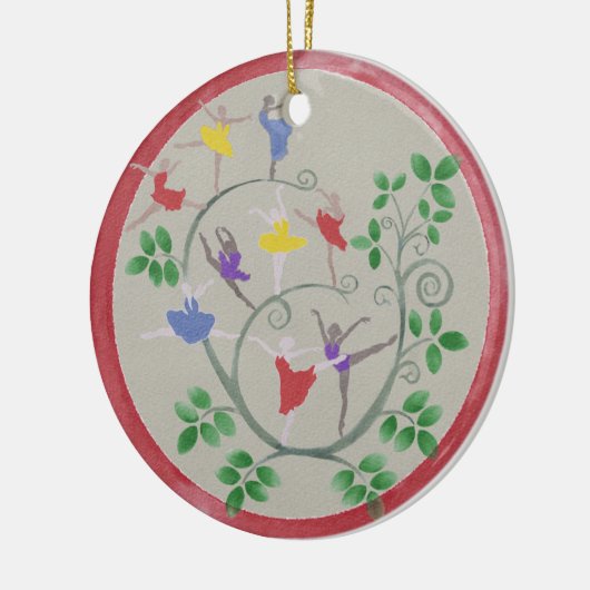 Nine Dames dansende kerstversiering Keramisch Ornament (Links)