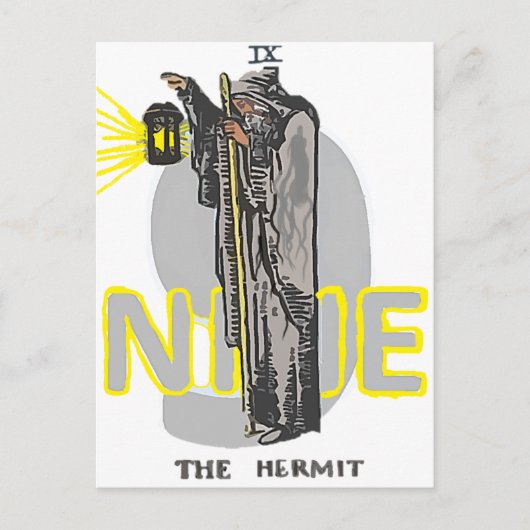 NINE DE HERMIT TAROT BRIEFKAART (Voorkant)