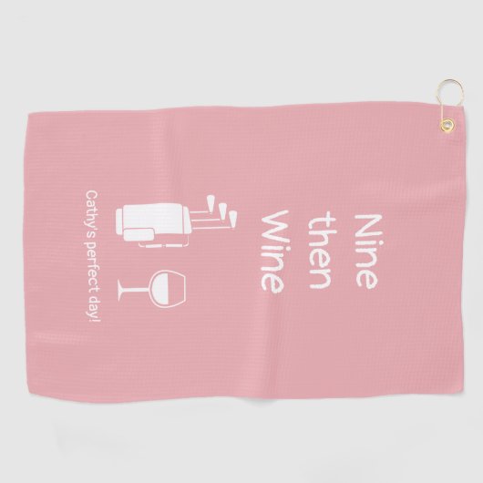 Nine en Wine Golf Towel Golfhanddoek (Horizontaal)