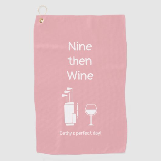Nine en Wine Golf Towel Golfhanddoek (Voorkant)