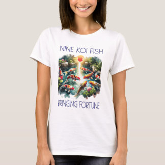Nine Fortune Koi Vrouwen Wit T-shirt