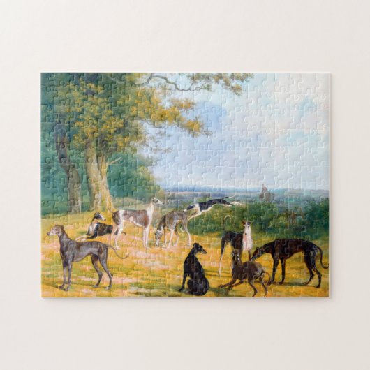 Nine Greyhounds in een landschap door Jacques-Laur Legpuzzel (Horizontaal)