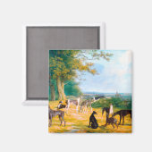 Nine Greyhounds in een landschap door Jacques-Laur Magneet (Voorkant / Achterkant)