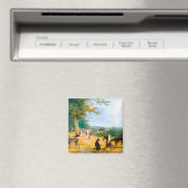 Nine Greyhounds in een landschap door Jacques-Laur Magneet (Insitu (Vaatwasser))