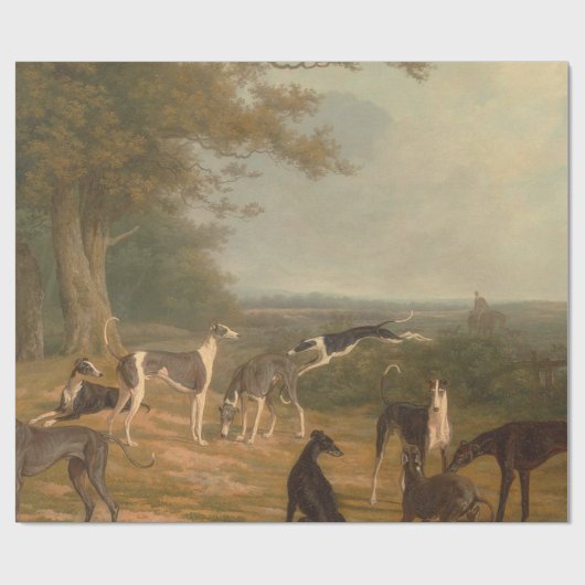 Nine Greyhounds in een landschap Jacques Laurent Cadeaupapier (Vlak)